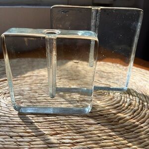 Wiesenthal Hutte Solifeur Glass Block Bid Vases MCM Lot of 2